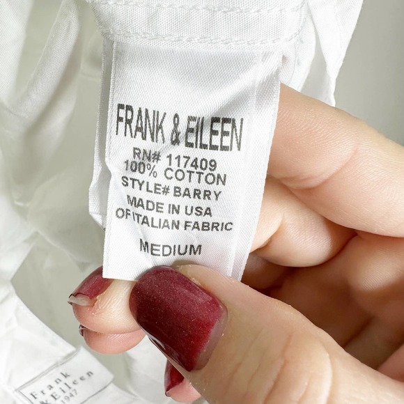 Frank & Eileen Barry White Crinkle Button Down Shirt Medium - Picture 6 of 7